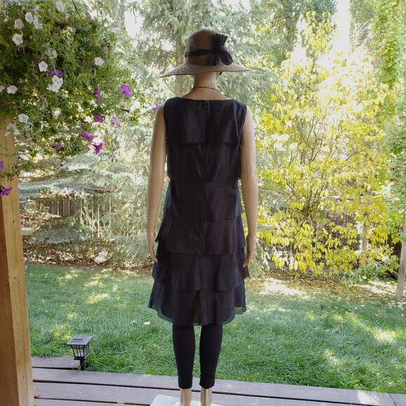 Talbots, 100% cotton black tiered ruffle sleeveless dress - Picture 7 of 8